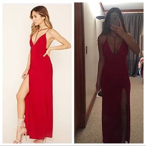Red T-Strap Maxi Dress**NWT**